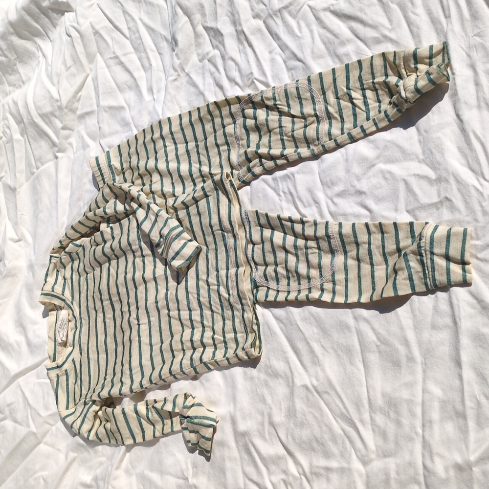 Chasing Windmills Merino Wool Base Layer Set - Cream and Green